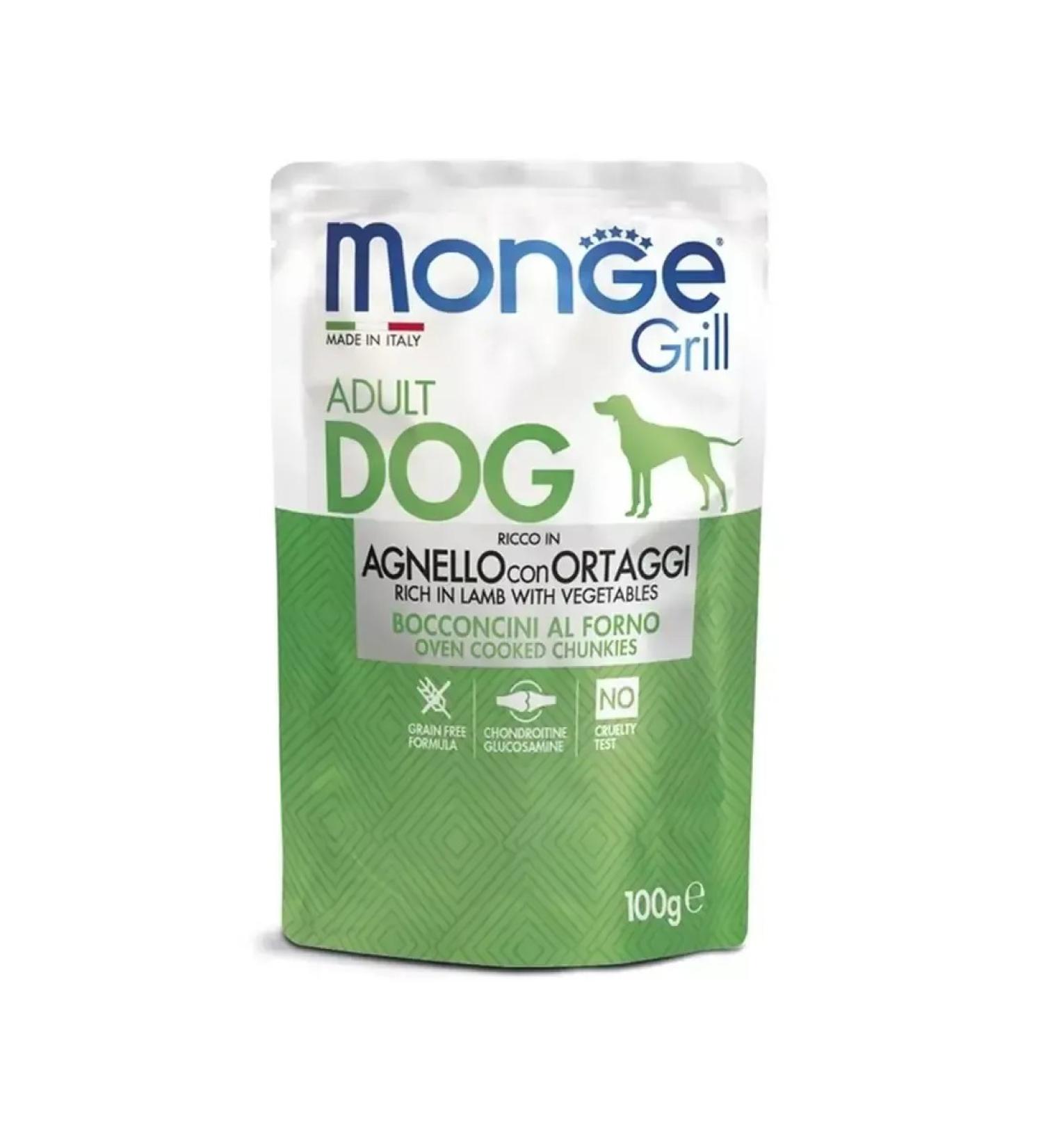 MONGE Wet feed for dogs with lamb and vegetables 100g x 24 pcs - Buy Online on GoSupps.com