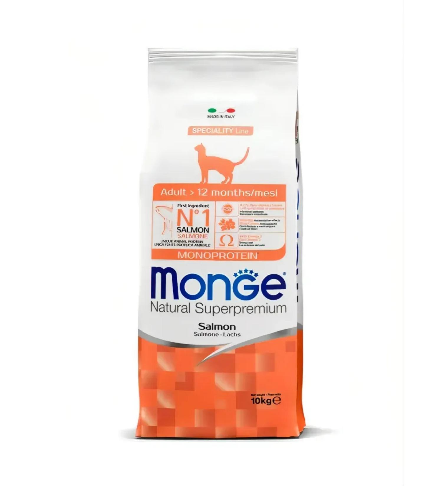 MONGE Dry food for cats Adult with salmon 10 kg - Buy Online on GoSupps.com