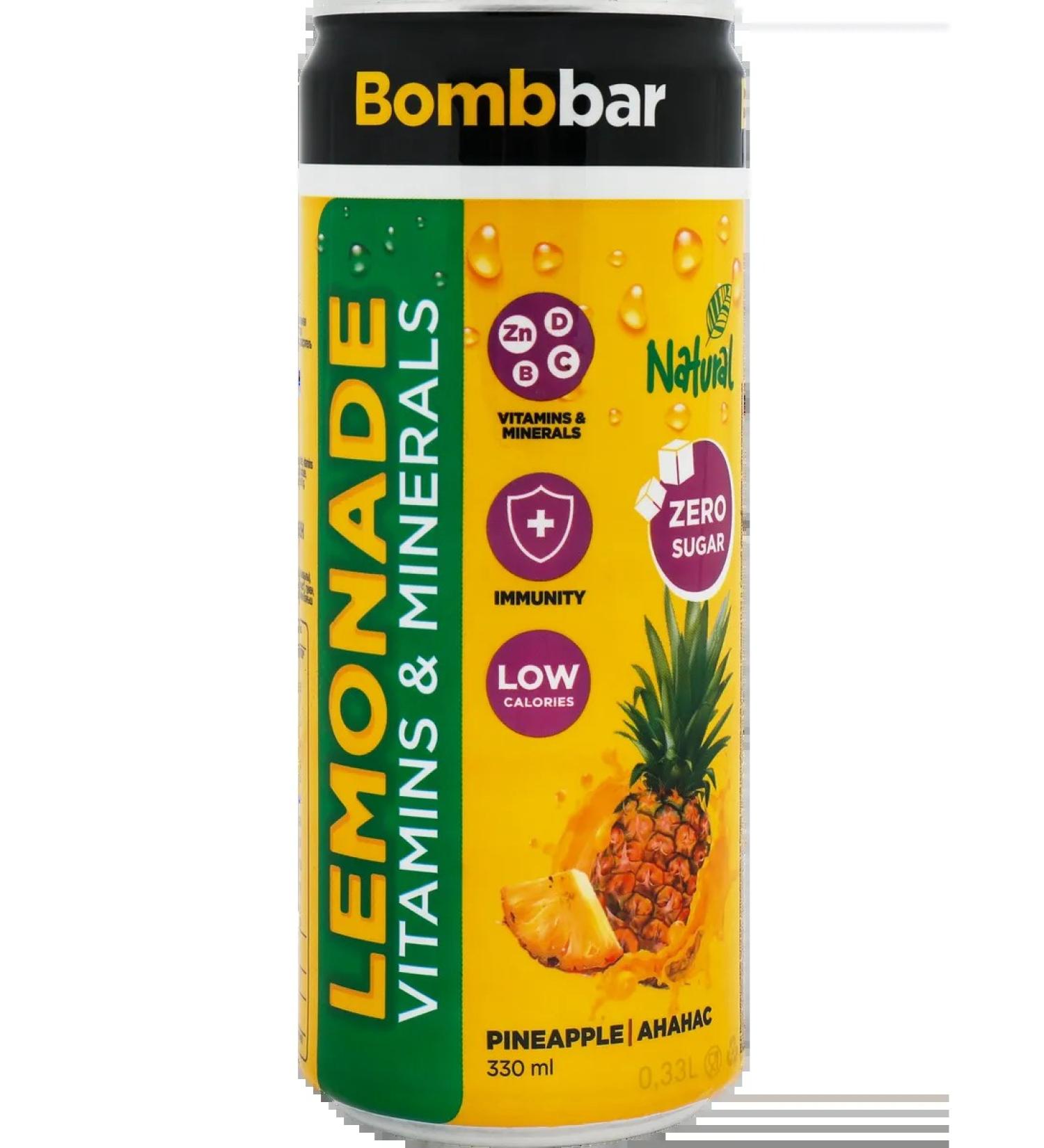 BombBar drink lemonade with pineapple flavor enriched magnesium