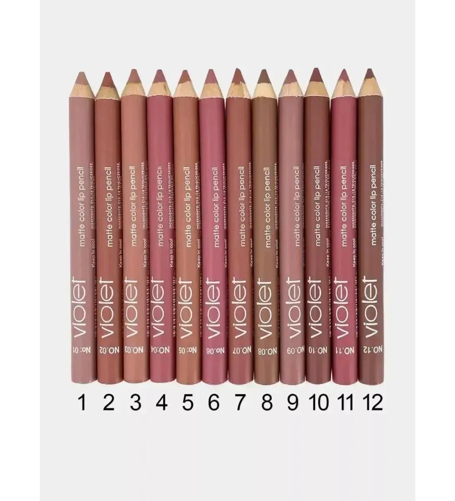Set of 12 matte lip pencils