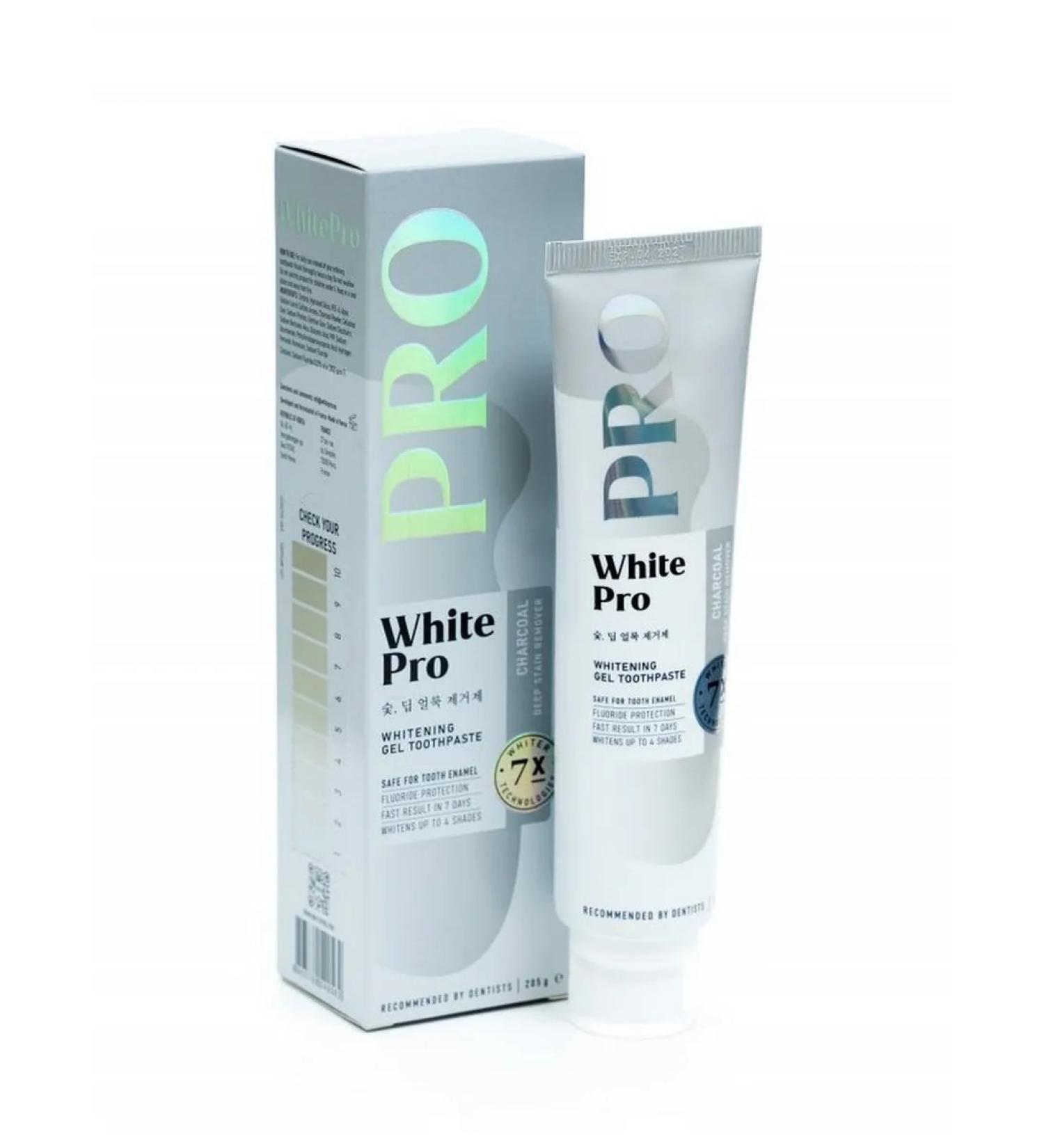 White PRO Charcoal whitening gel toothpaste with a coal of 205 g