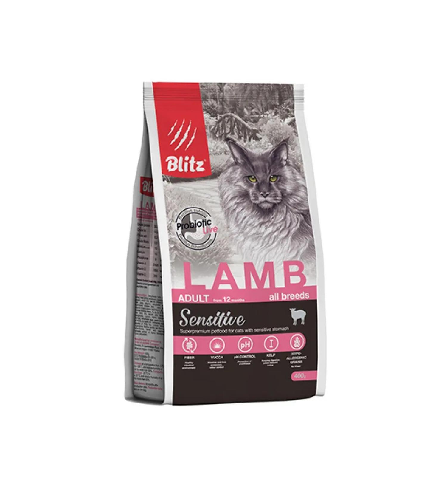 BLITZ Dry food for adult cats lambs 400g
