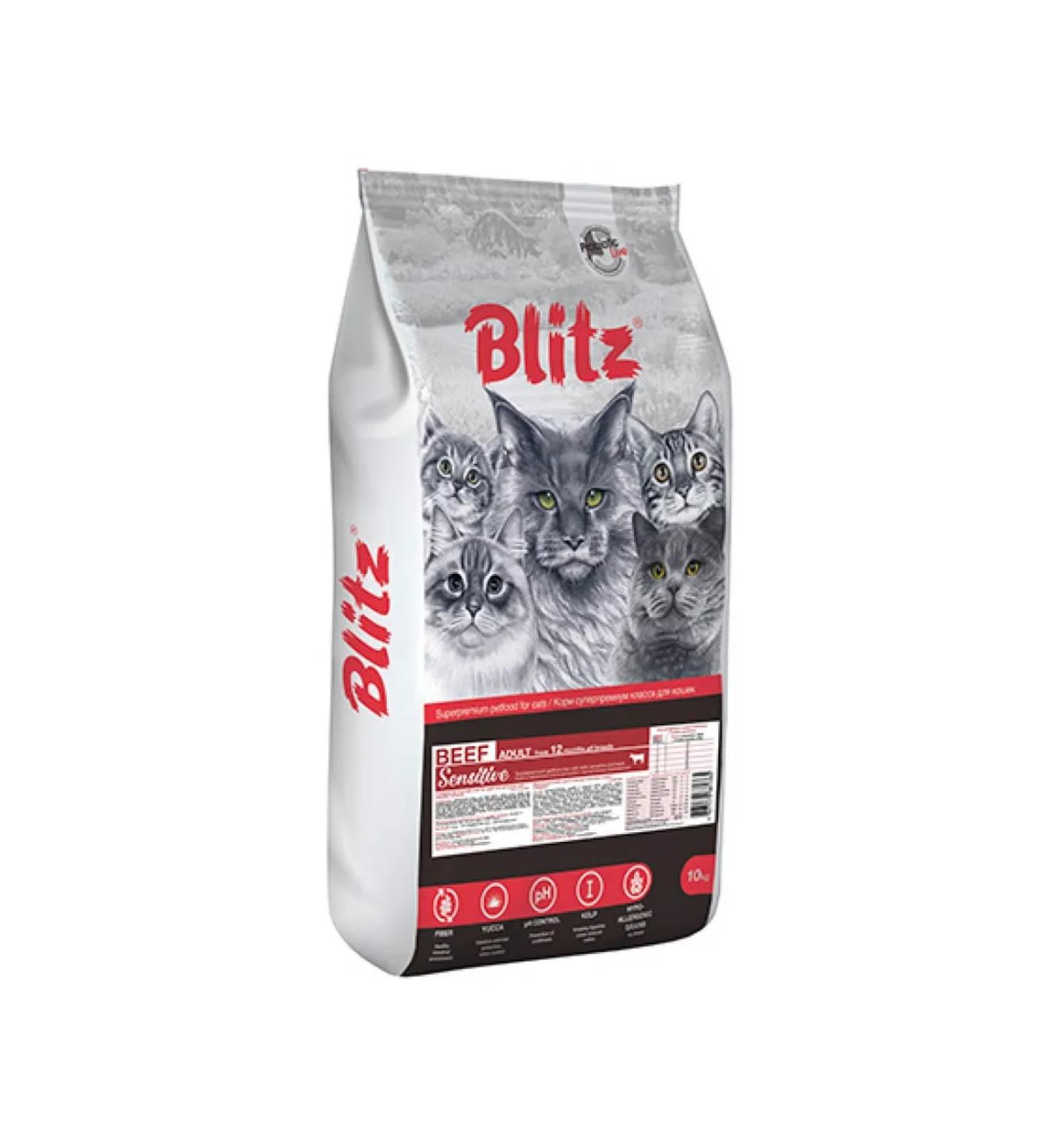 BLITZ Dry food for adult cats beef 10kg