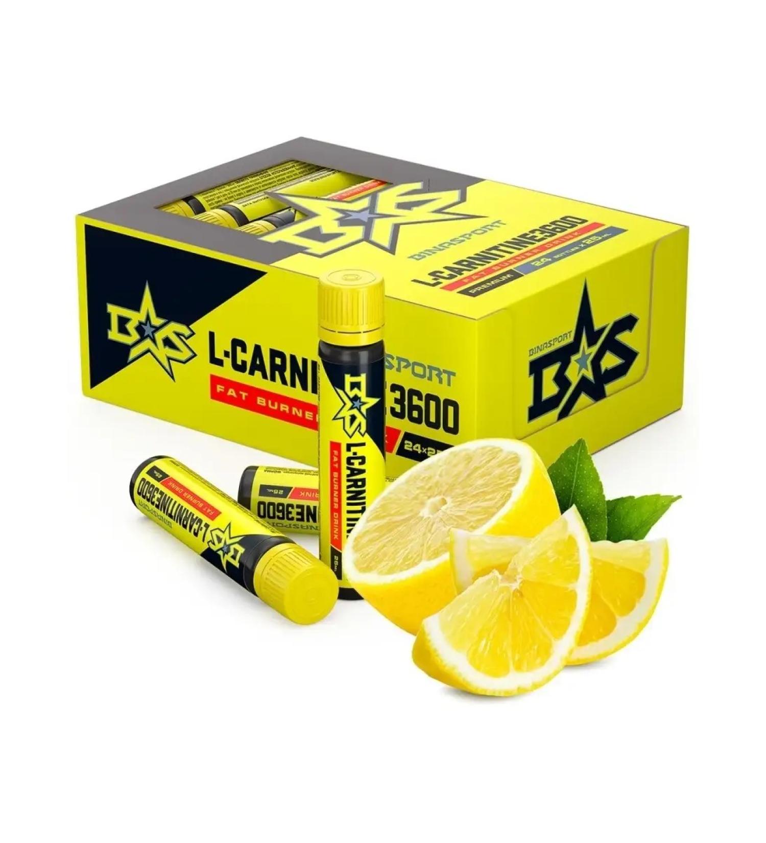 Binasport L-Carnitine 3600 mg 24 FL 25 ml with lemon taste - Buy Online on GoSupps.com