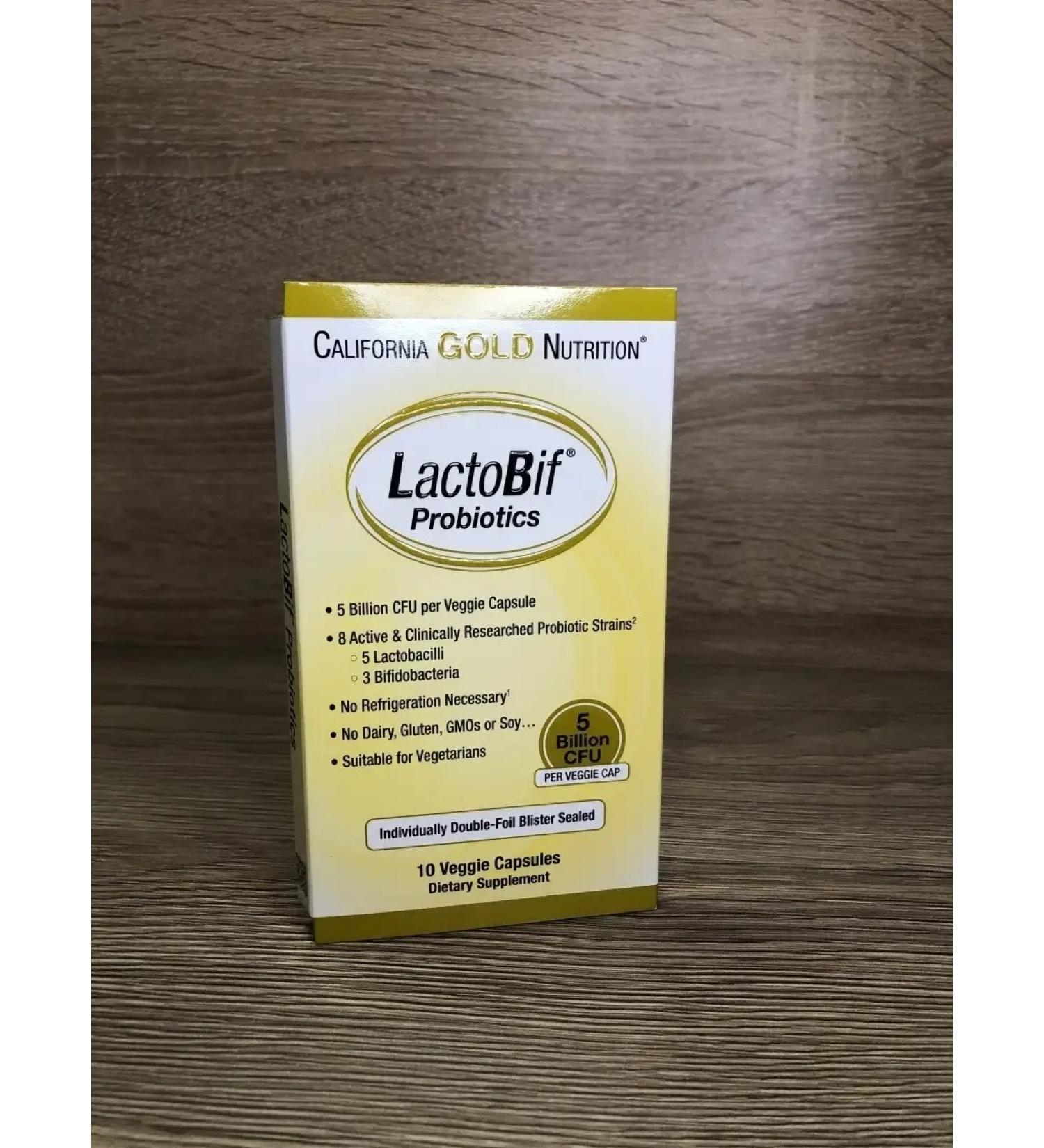 California Gold Nutrition Probiotics Lactobif 5 billion 10 capsules - Buy Online on GoSupps.com