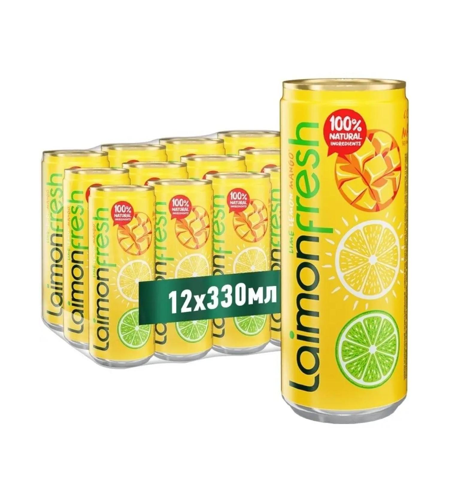 Laimon Lemonade Fresh mango 0.33 l. x 12 w sleek - Buy Online on GoSupps.com