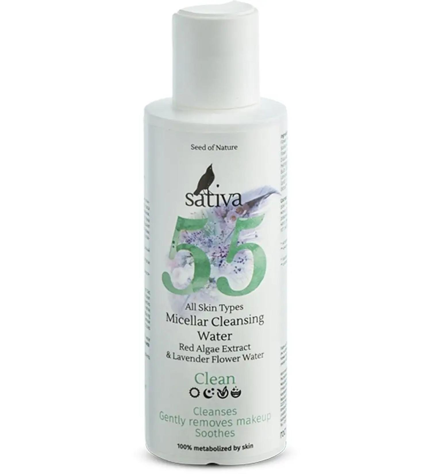 SATIVA Micellar water for removing makeup from face and eye No. 55 - Buy Online on GoSupps.com