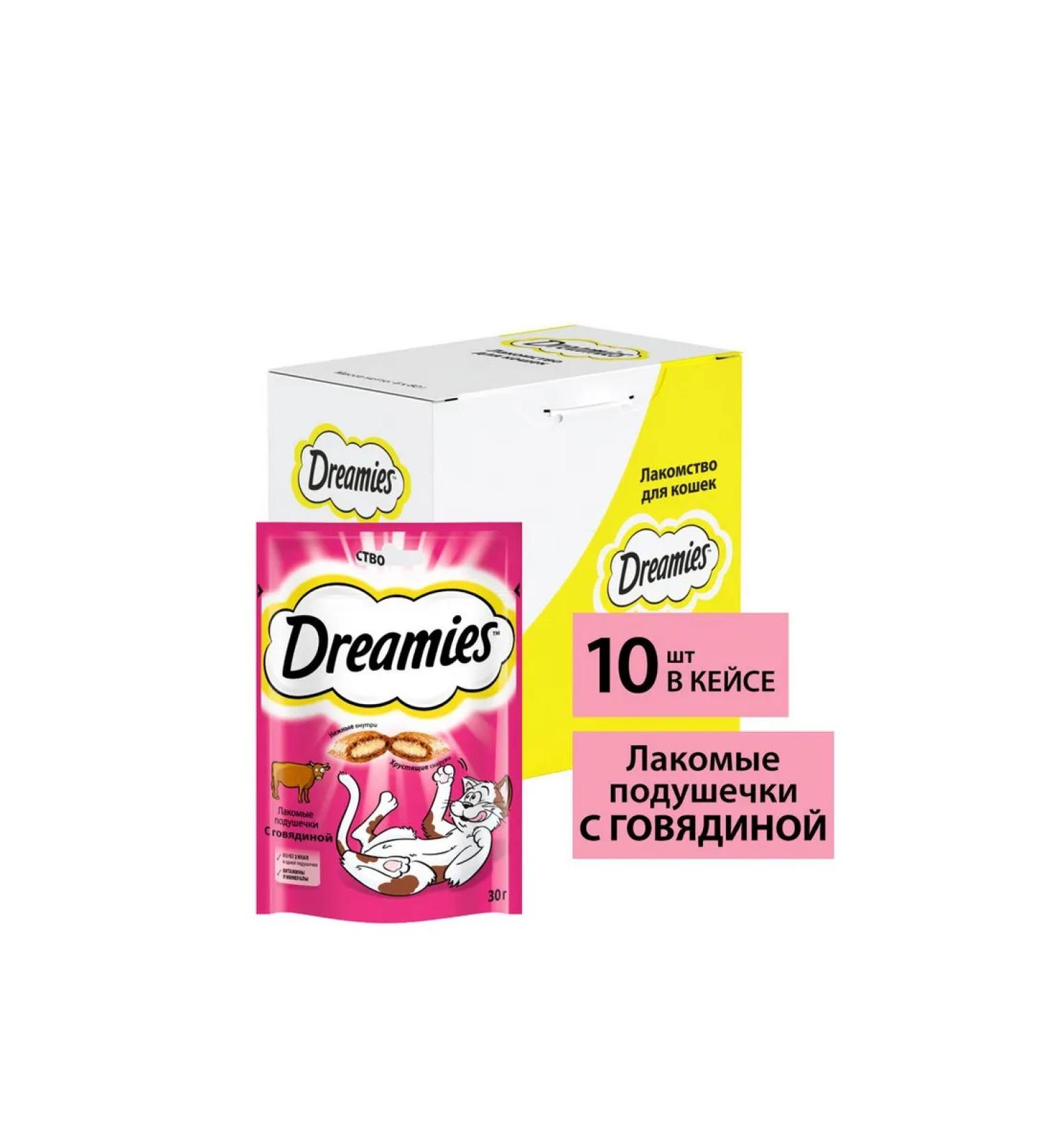 DREAMIES Drimis treat for cats with beef 10pcs 30g - Buy Online on GoSupps.com