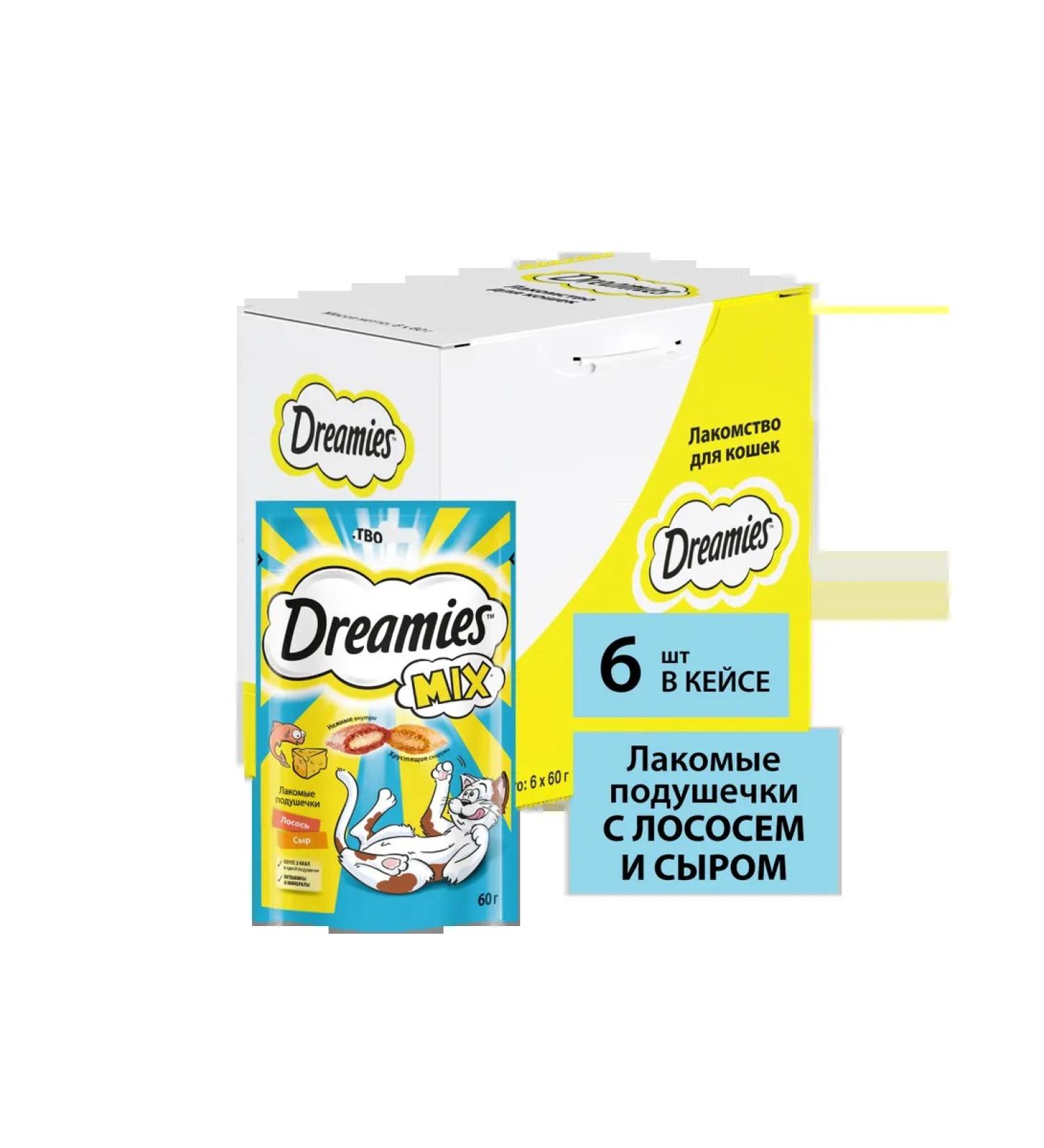DREAMIES A treat for cats with salmon and cheese 6pcs 60g - Buy Online on GoSupps.com