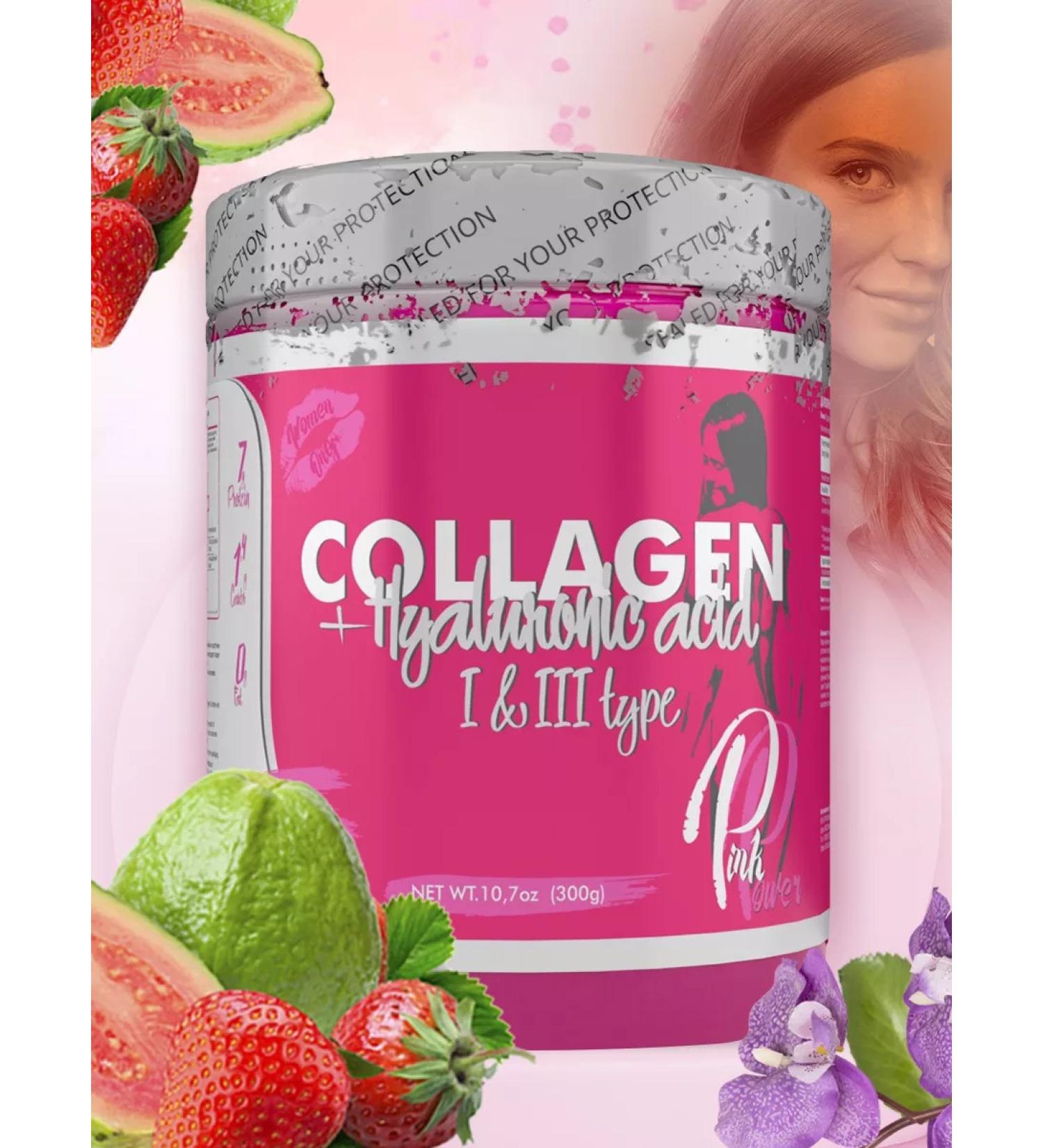 PinkPower Collagen Hyaluronic acid without sugar 300g guava - Buy Online on GoSupps.com