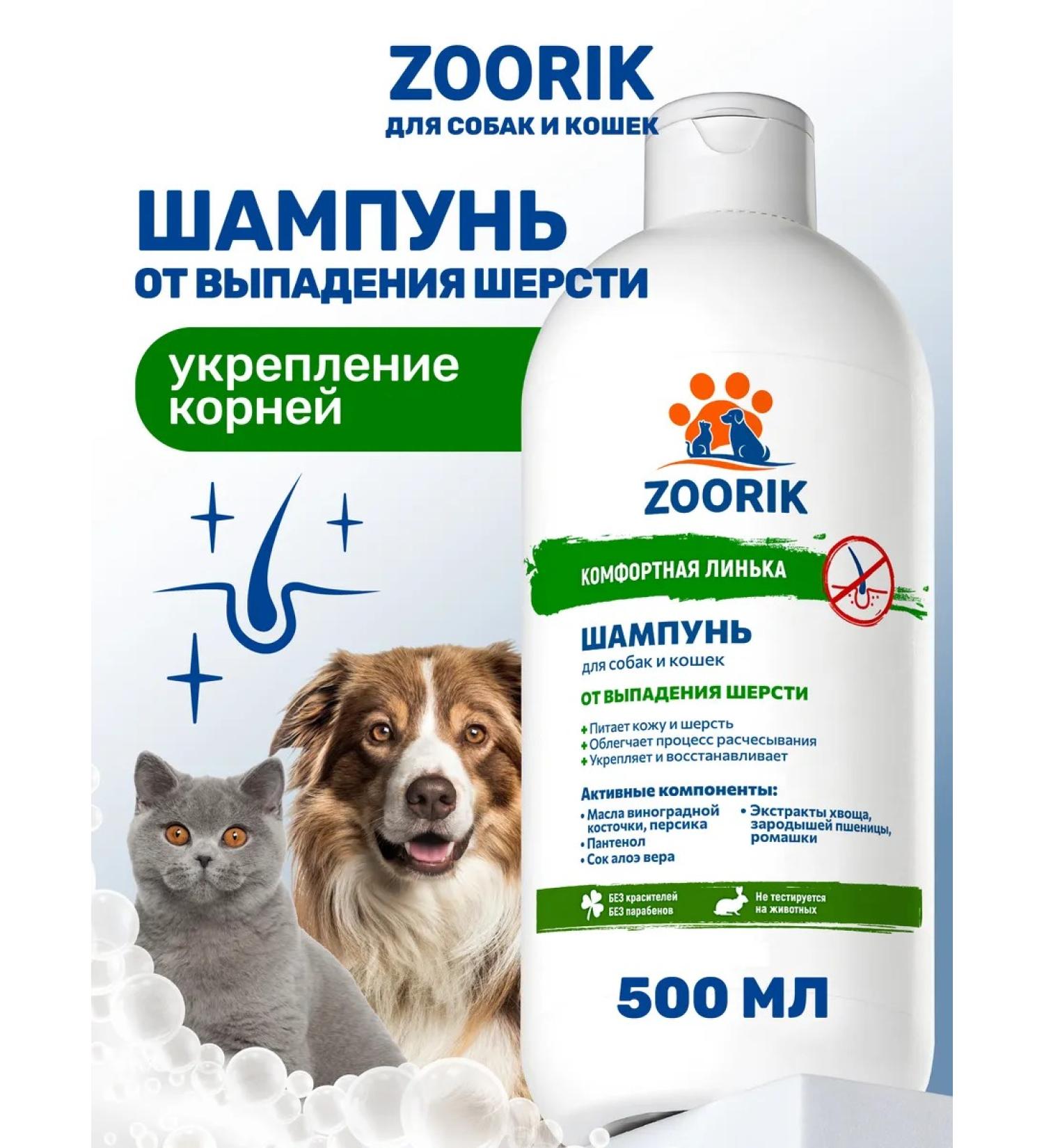 ZOORIK Shampoo for dogs and cats from wool loss 500 ml - Buy Online on GoSupps.com