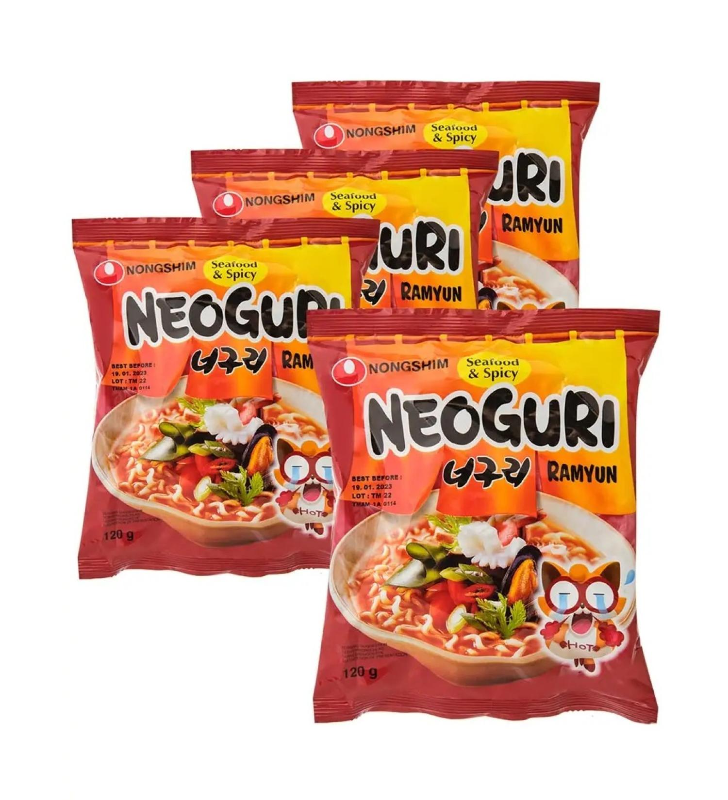 Asian food Lapsha nongshim dried neoguri (Hot) 4pcs of 120g Korea - Buy Online on GoSupps.com