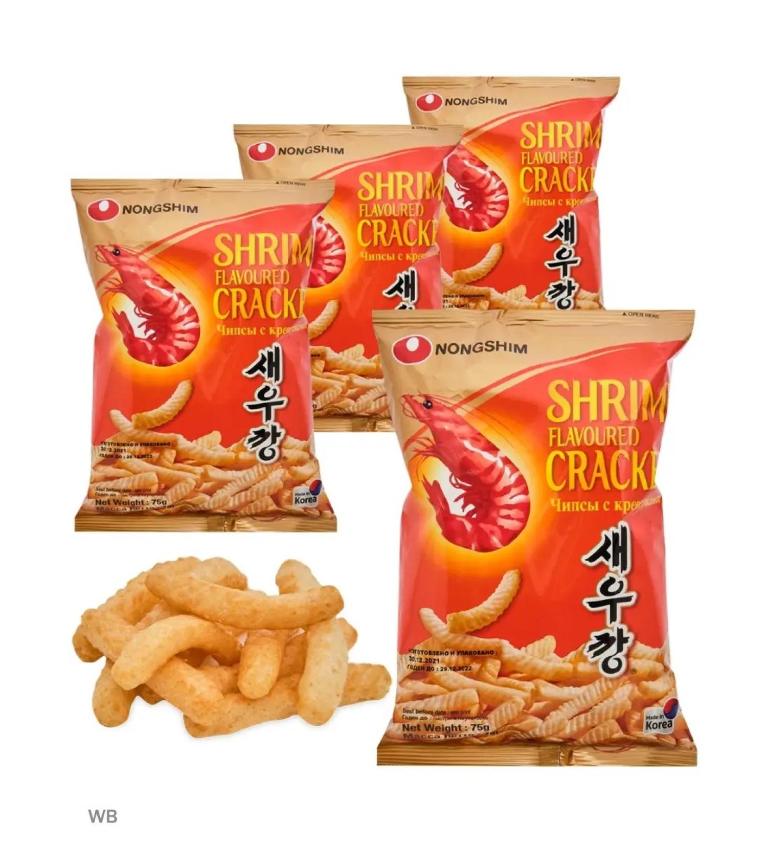 Dongsan Nongshim chips with a 4pcs of 75 g shrimp Korea - Buy Online on GoSupps.com