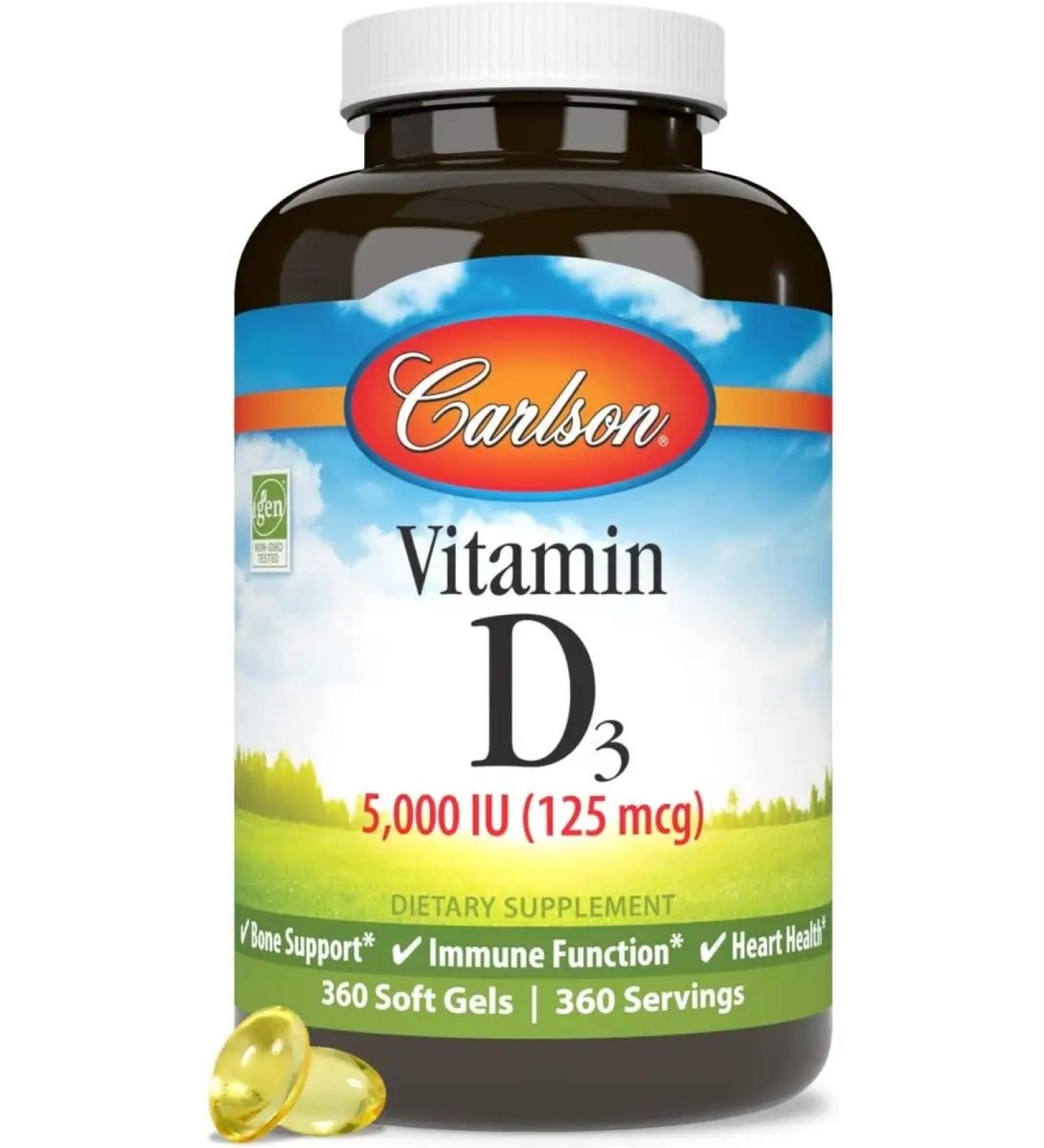 Carlson Labs Vitamin D3 Vitamin D3 5000 IU 360 capsules - Buy Online on GoSupps.com