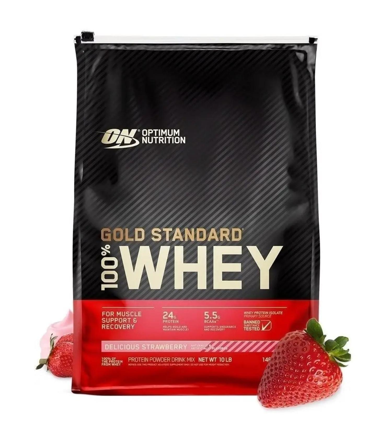 Optimum Nutrition Protein Gold Standard 100% Whey 4530 g - strawberries - Buy Online on GoSupps.com