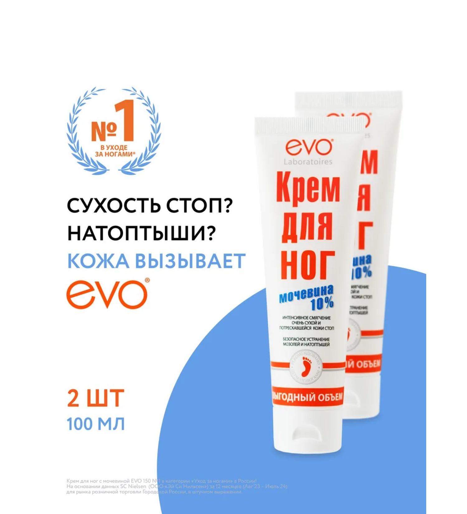 EVO Feet cream with urea 100 ml x 2 pcs - Buy Online on GoSupps.com