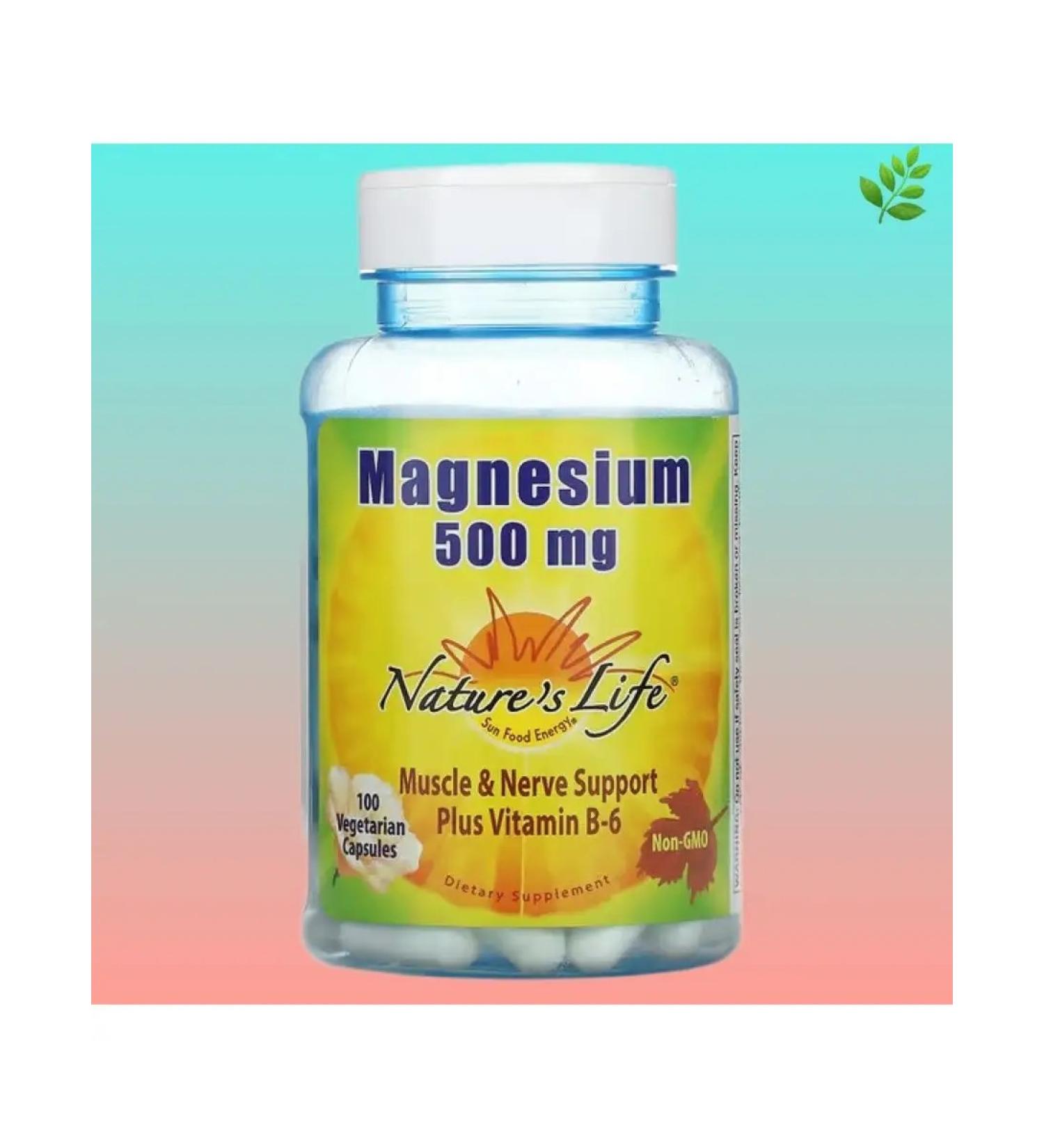 Nature's life Magnesium+ vitamin B6 500 mg 100 capsules - Buy Online on GoSupps.com