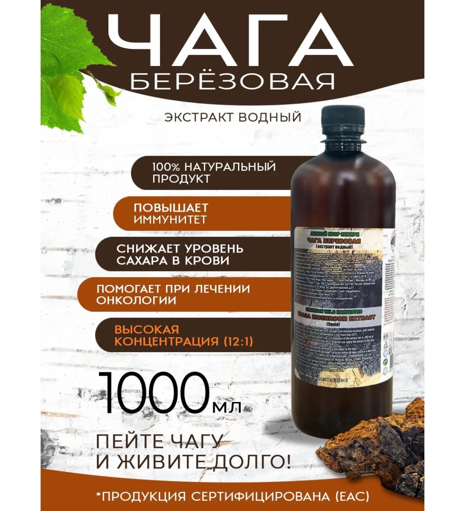 CHAGA FOOD Water -based fluid extract 12 1 1000 ml - Buy Online on GoSupps.com