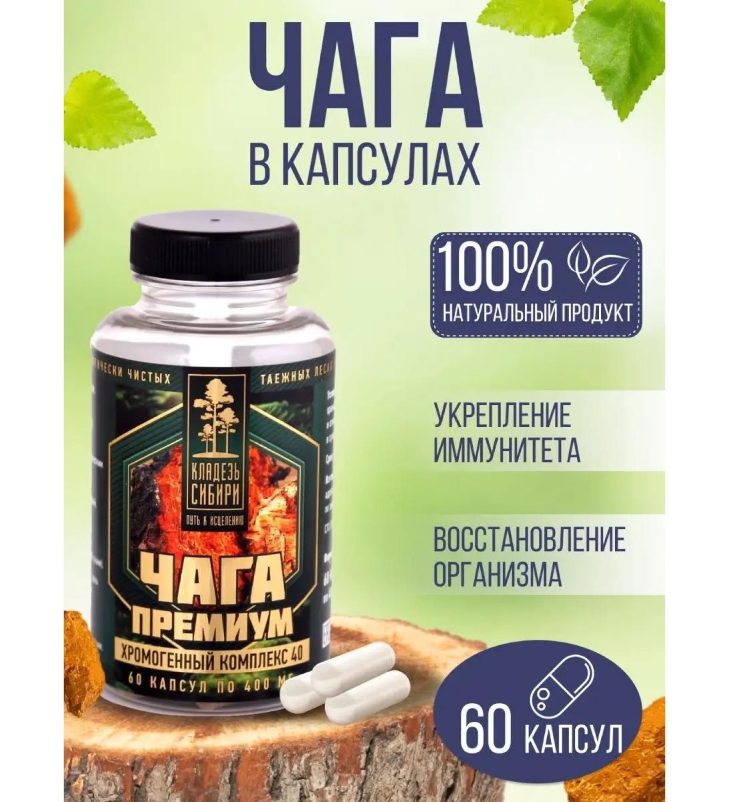 Siberia's Treasure Trove Birch chaga extract in capsules 60 pcs - Buy Online on GoSupps.com