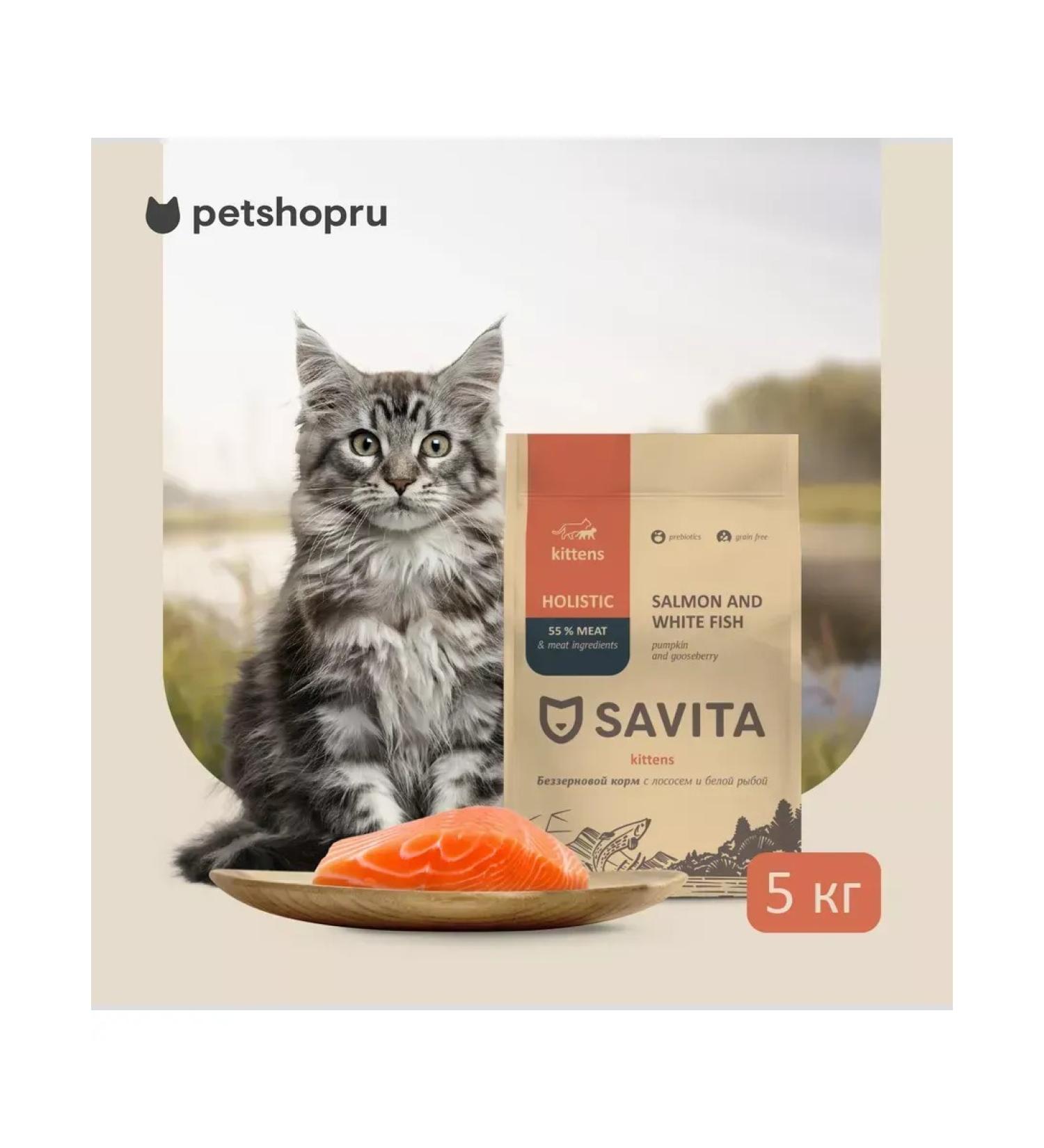 SAVITA Bezernovaya food for kittens with salmon and white fish 5kg - Buy Online on GoSupps.com