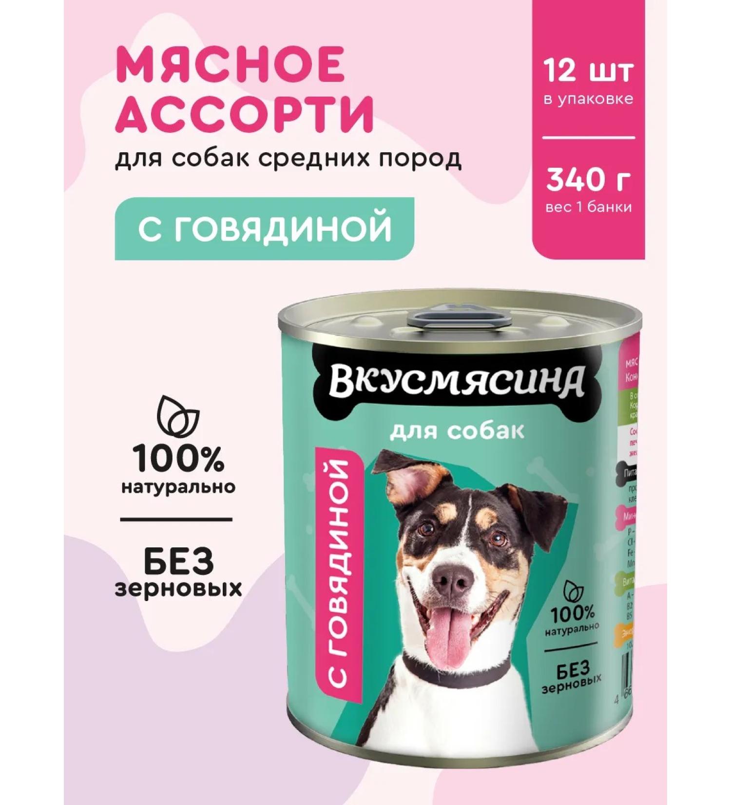 Taste of meat Dog food is wet with beef 340 g 12 pcs - Buy Online on GoSupps.com