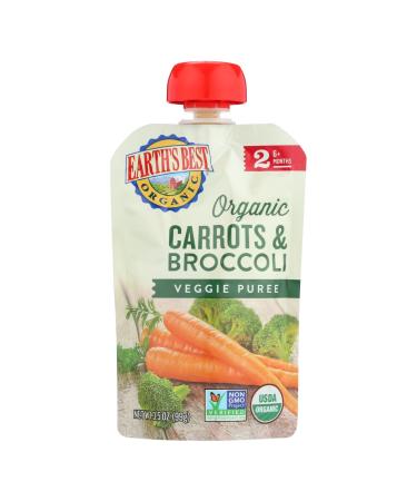 Earth's Best Organic Carrots and Broccoli Baby Food Puree - Stage 2 - Case of 12 - 3.5 oz.