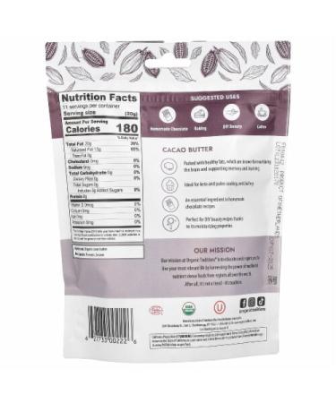Organic Traditions Cacao Butter 8 oz | Premium Raw Cacao | Healthy Cooking & Baking - Buy Online on GoSupps.com