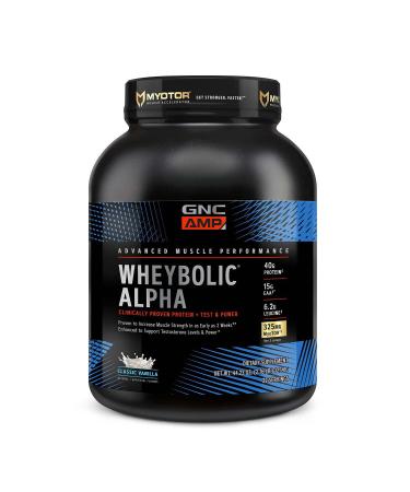 GNC AMP Wheybolic Alpha with MyoTOR Protein Powder | Targeted Muscle Building and Workout Support Formula with BCAA | Supports Testosterone Levels | 40g Protein | 22 Servings | Classic Vanilla Vanilla 22 Servings (Pack of 1)