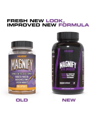 Huge Supplements Magnify Nitric Oxide Supplement - Advanced N.O. Booster for Intense Muscle Pumps - Increase Vasodilation & Explosive Workouts (180 Capsules) - Buy Online on GoSupps.com