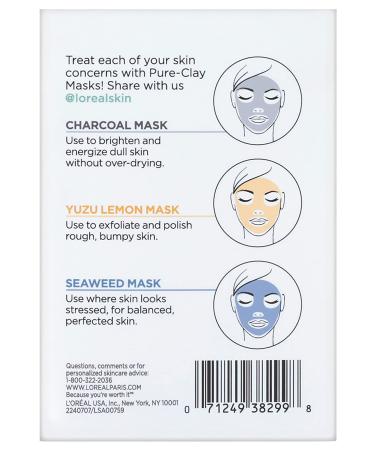 Pure-Clay Face Mask Set by L'Oreal | Charcoal  Yuzu Lemon & Seaweed Combo - Buy Online on GoSupps.com