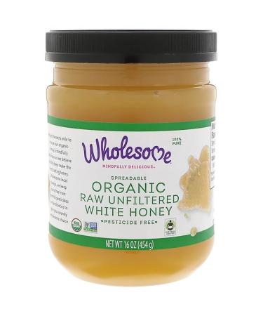 Wholesome  Organic Spreadable Raw Unfiltered White Honey 16 oz (454 g)