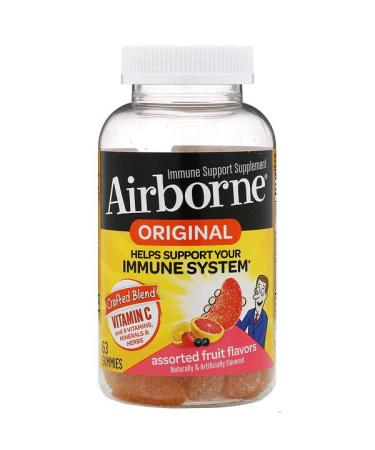AirBorne Original Immune Support Supplement Assorted Fruit Flavors 63 Gummies