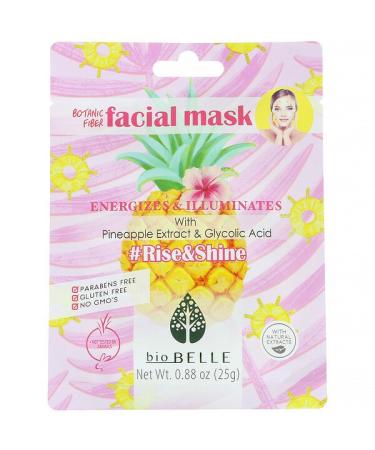 Biobelle Botanic Fiber Facial Mask Energizes & Illuminates #Rise&Shine 1 Sheet 0.88 oz (25 g)