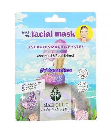 Biobelle Botanic Fiber Facial Mask Hydrates & Rejuvenates #VitaminSea 1 Sheet 0.88 oz (25 g)