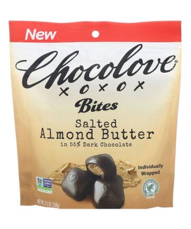 Chocolove Bites Salted Almond Butter in 55% Dark Chocolate 3.5 oz (100 g)