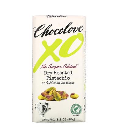 Chocolove XO Dry Roasted Pistachio in 40% Milk Chocolate Bar 3.2 oz ( 90 g)