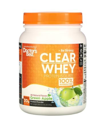 Doctor's Best Clear Whey Protein Isolate Green Apple 1.16 lb (525 g)