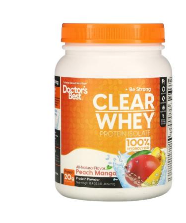 Doctor's Best Clear Whey Protein Isolate Peach Mango 1.17 lb (529.2 g)