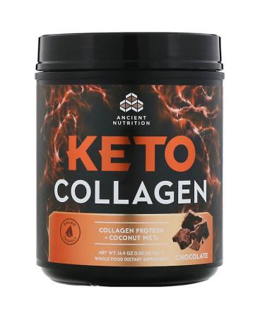 Dr. Axe / Ancient Nutrition Keto Collagen Collagen Protein + Coconut MCTs Chocolate 1.03 lb (460 g)