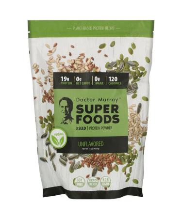 Dr. Murray's Super Foods 3 Seed Vegan Protein Powder Unflavored 16 oz (453.5 g)