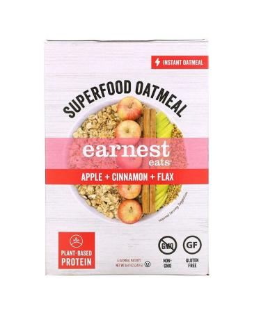 Earnest Eats Superfood Instant Oatmeal Apple + Cinnamon + Flax 6 Packets 8.47 oz (240 g)