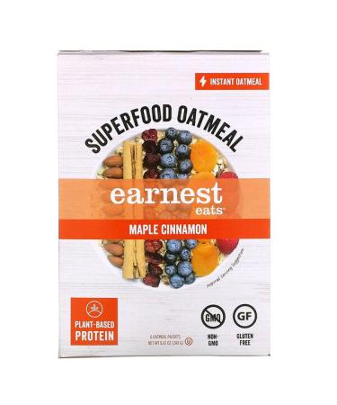Earnest Eats Superfood Instant Oatmeal Maple Cinnamon 6 Packets 8.47 oz (240 g)