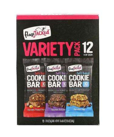 FlapJacked Soft Baked Cookie Bar Variety Pack  Chocolate Peanut Butter Chocolate Brownie Chocolate Chip 12 Bars 1.90 oz (54 g) Each