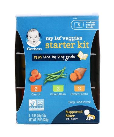 Gerber My 1st Veggies Starter Kit Carrot Green Bean Sweet Potato 6 Tubs 12 oz (336 g)
