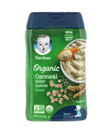 Gerber Organic Oatmeal Cereal Millet Quinoa 8 oz (227 g)