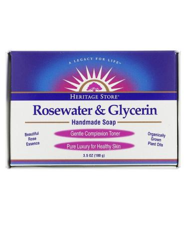 Heritage Store Rosewater & Glycerin Handmade Soap 3.5 oz (100 g)