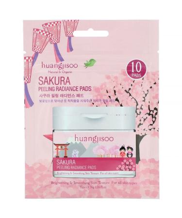 Huangjisoo Sakura Peeling Radiance Pads 10 Pads 1.26 fl oz (36 g)