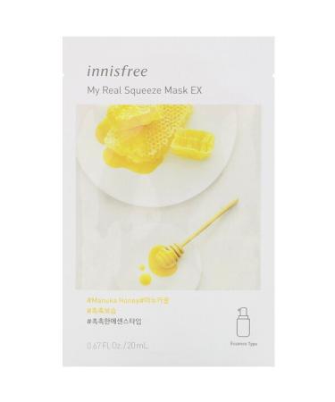 Innisfree My Real Squeeze Beauty Mask EX Manuka Honey 1 Sheet 0.67 fl oz (20 ml)