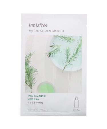 Innisfree My Real Squeeze Beauty Mask EX Tea Tree 1 Sheet 0.67 fl oz (20 ml)