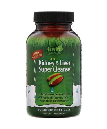 Irwin Naturals 2 in 1 Kidney & Liver Super Cleanse 60 Liquid Soft-Gels
